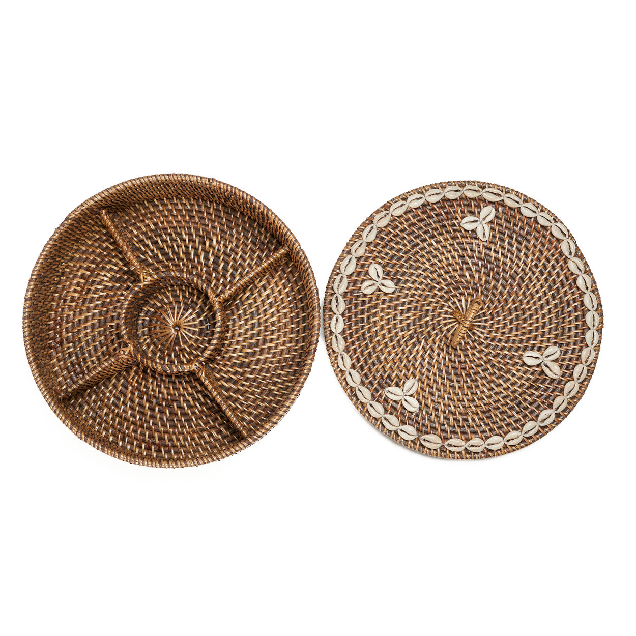 De rotan mand met vakken - naturel bruin