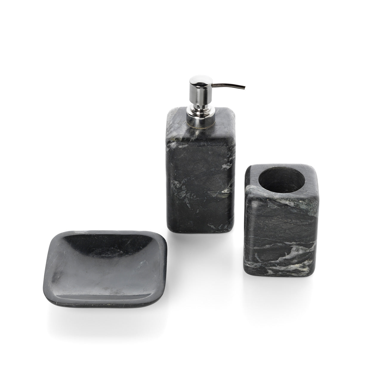 De marmeren zeepdispenser - marinezwart