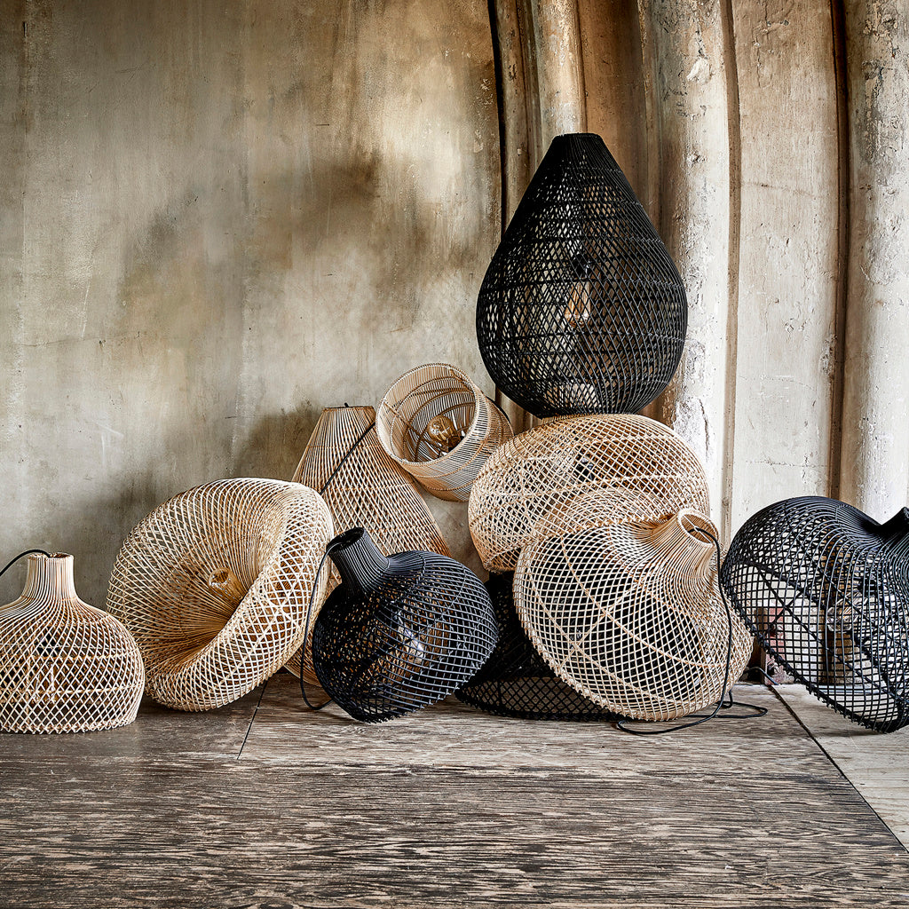Maze druppel rotan hanglamp zwart