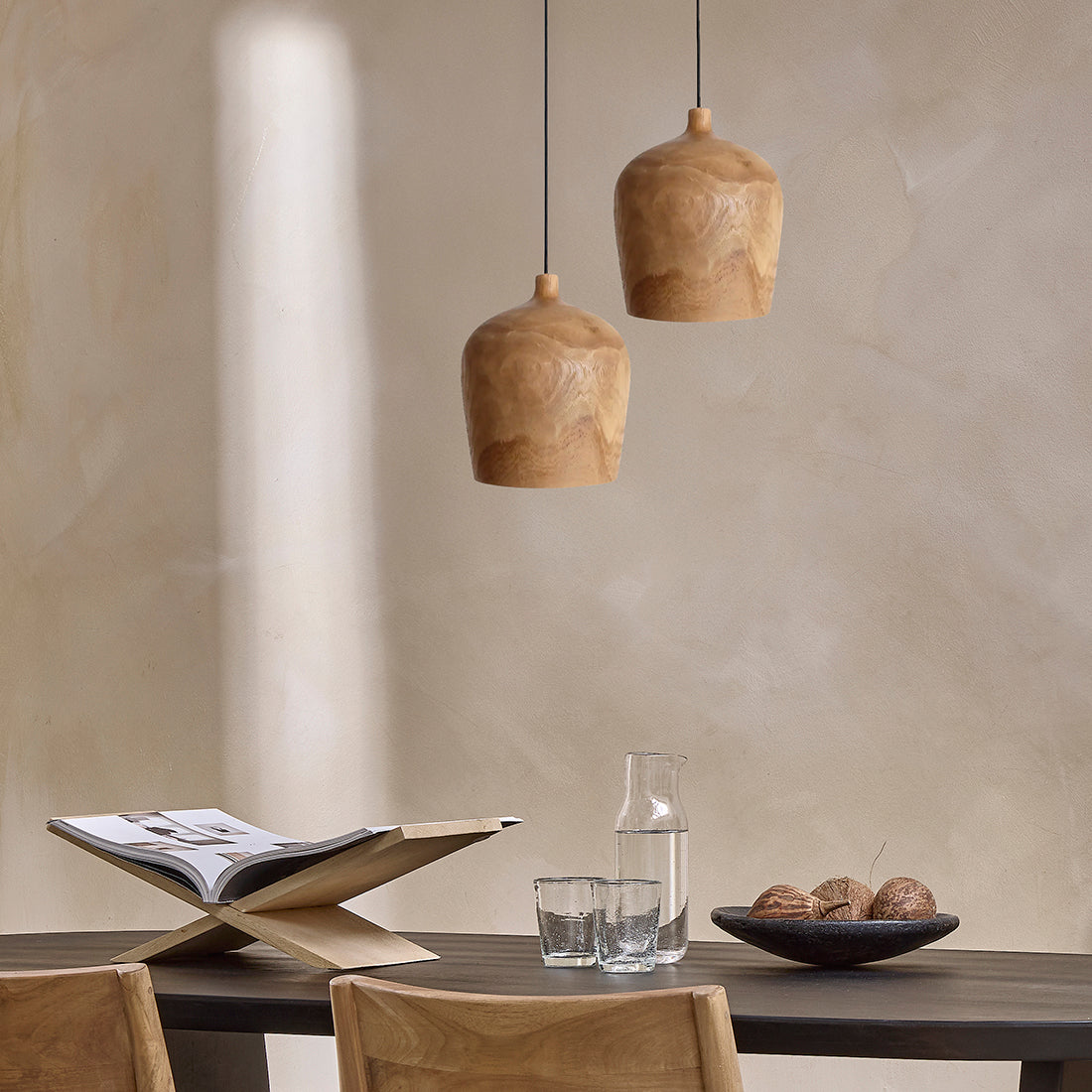 Sirocco teakhouten hanglamp Bottle - Ø 25x28 cm
