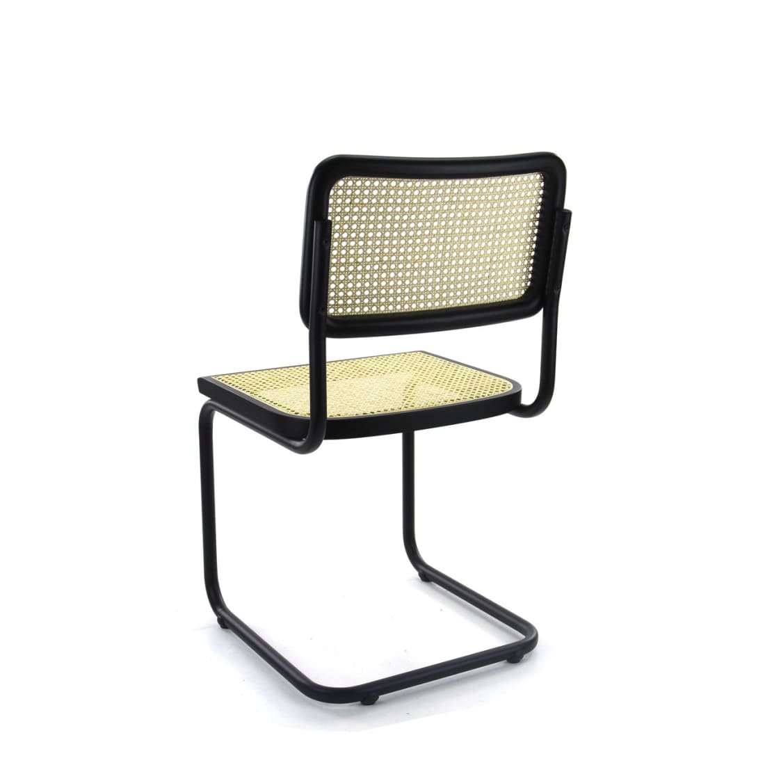 Set van 4 rotan eetkamerstoelen, zwart, model Bas