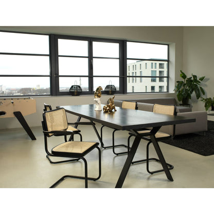 Set van 4 rotan eetkamerstoelen, zwart, model Bas