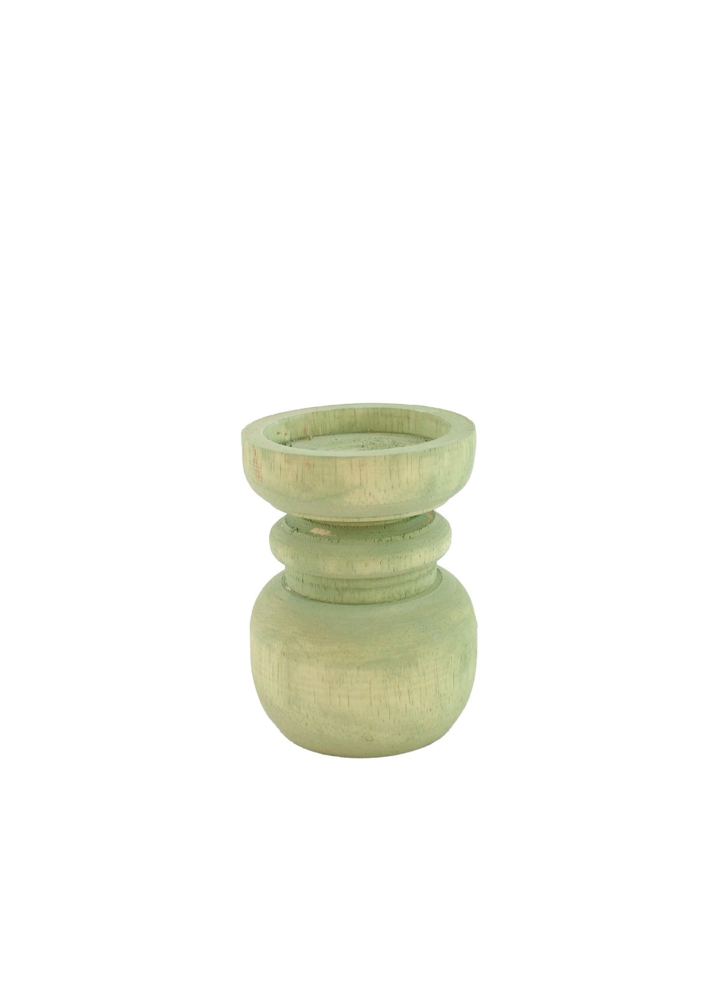 Groene houten kaarsenhouder - The Hijau - S