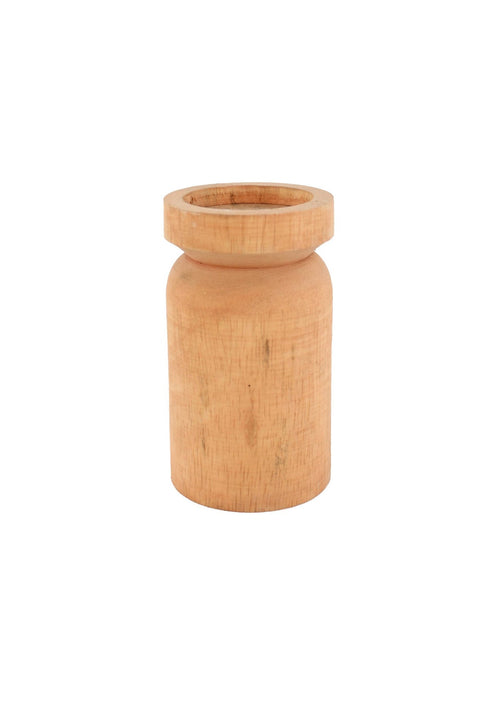 Houten kaarsenhouder oranje – L