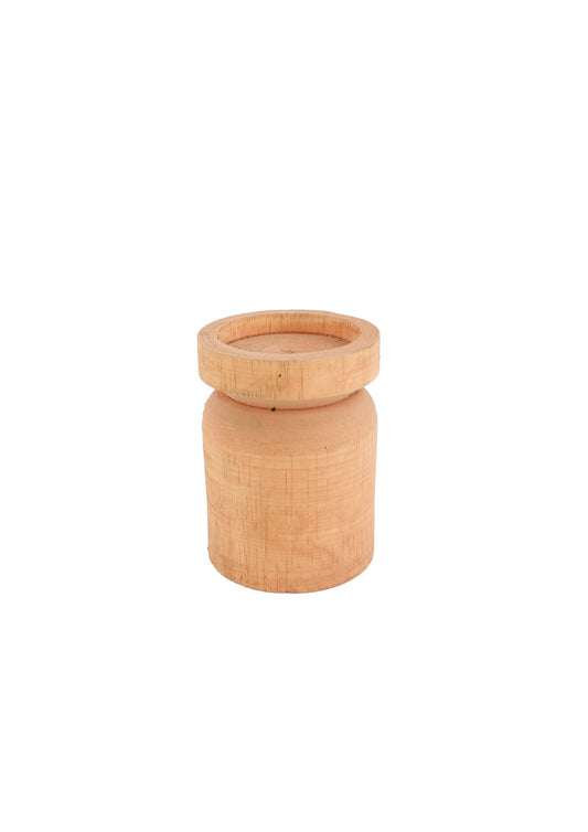 Houten kaarsenhouder oranje – S