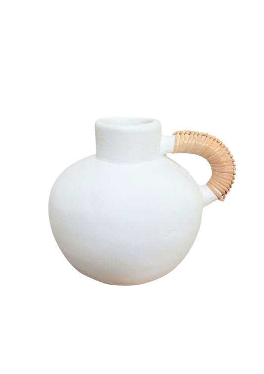 Rotan Terracotta Vaas - M - Wit
