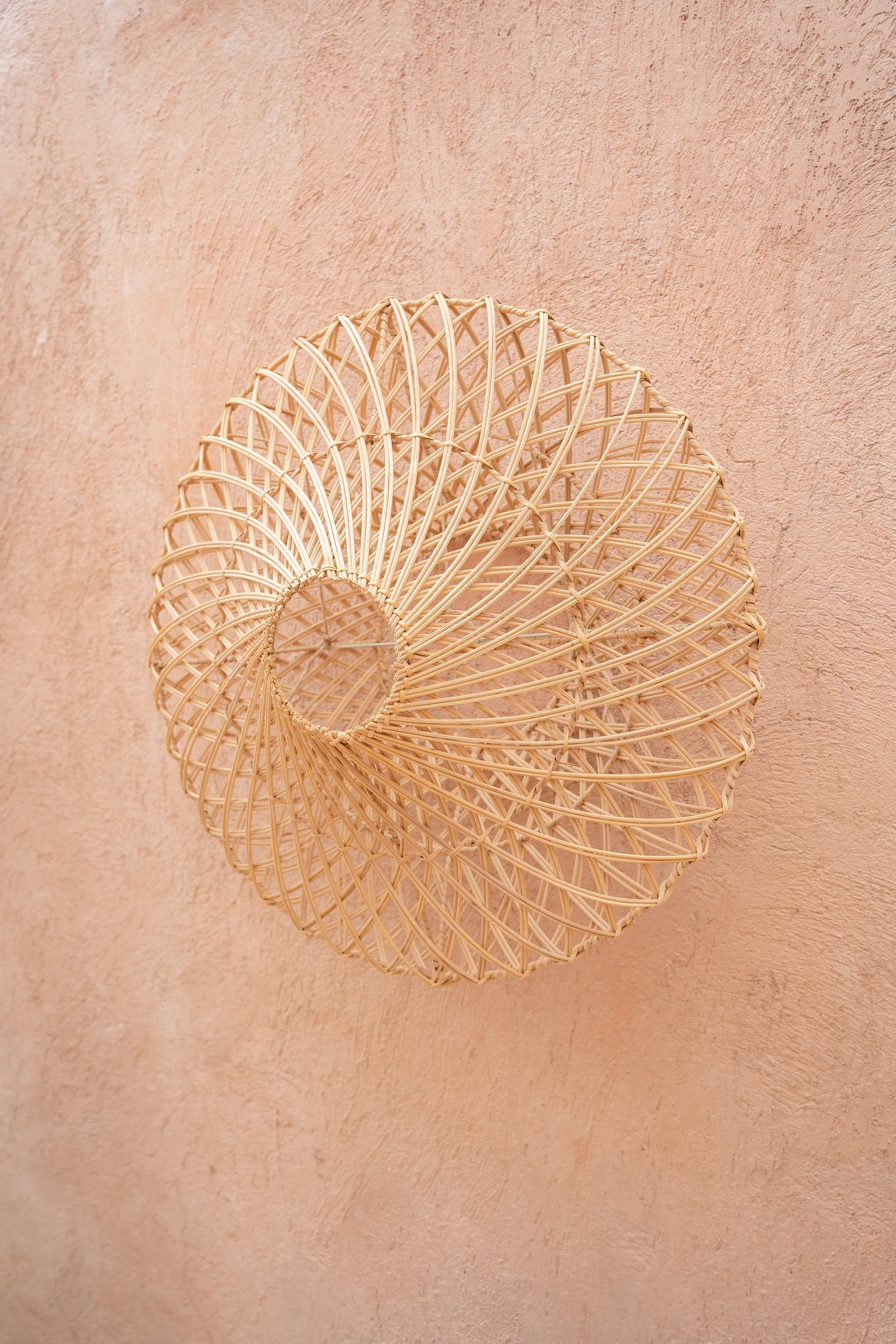 Rotan wandlamp - Bulat wand – M