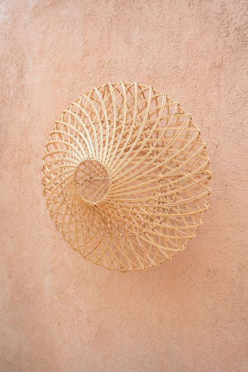 Rotan wandlamp - Bulat wand – M