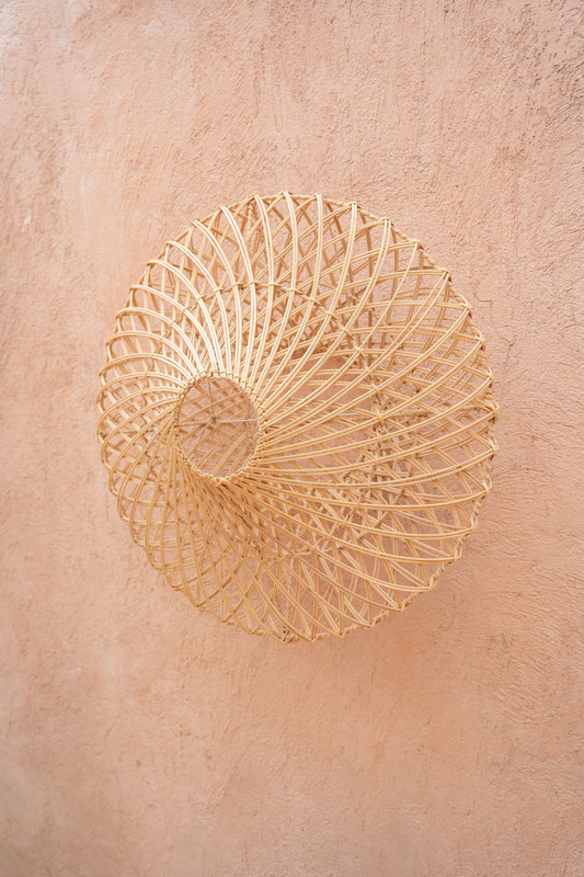 Rotan wandlamp - Bulat wand – M