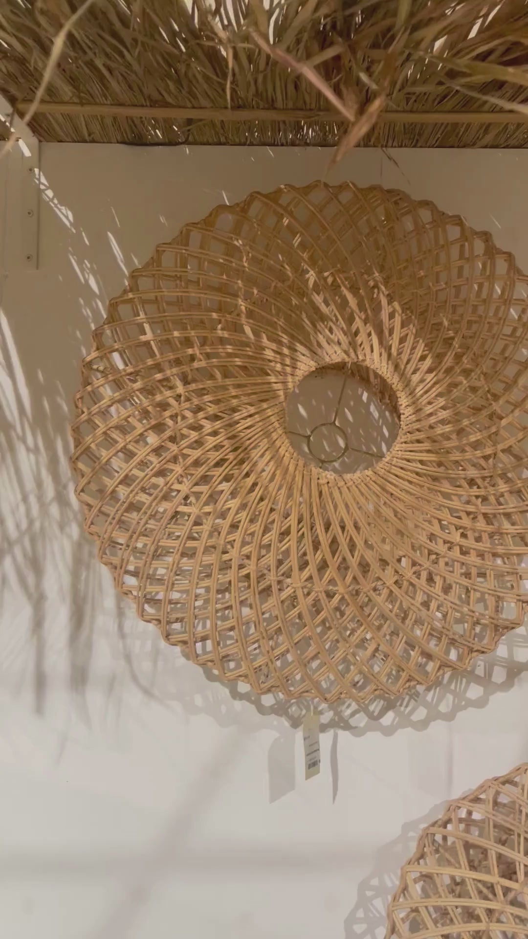 Rotan wandlamp - Bulat wand – M