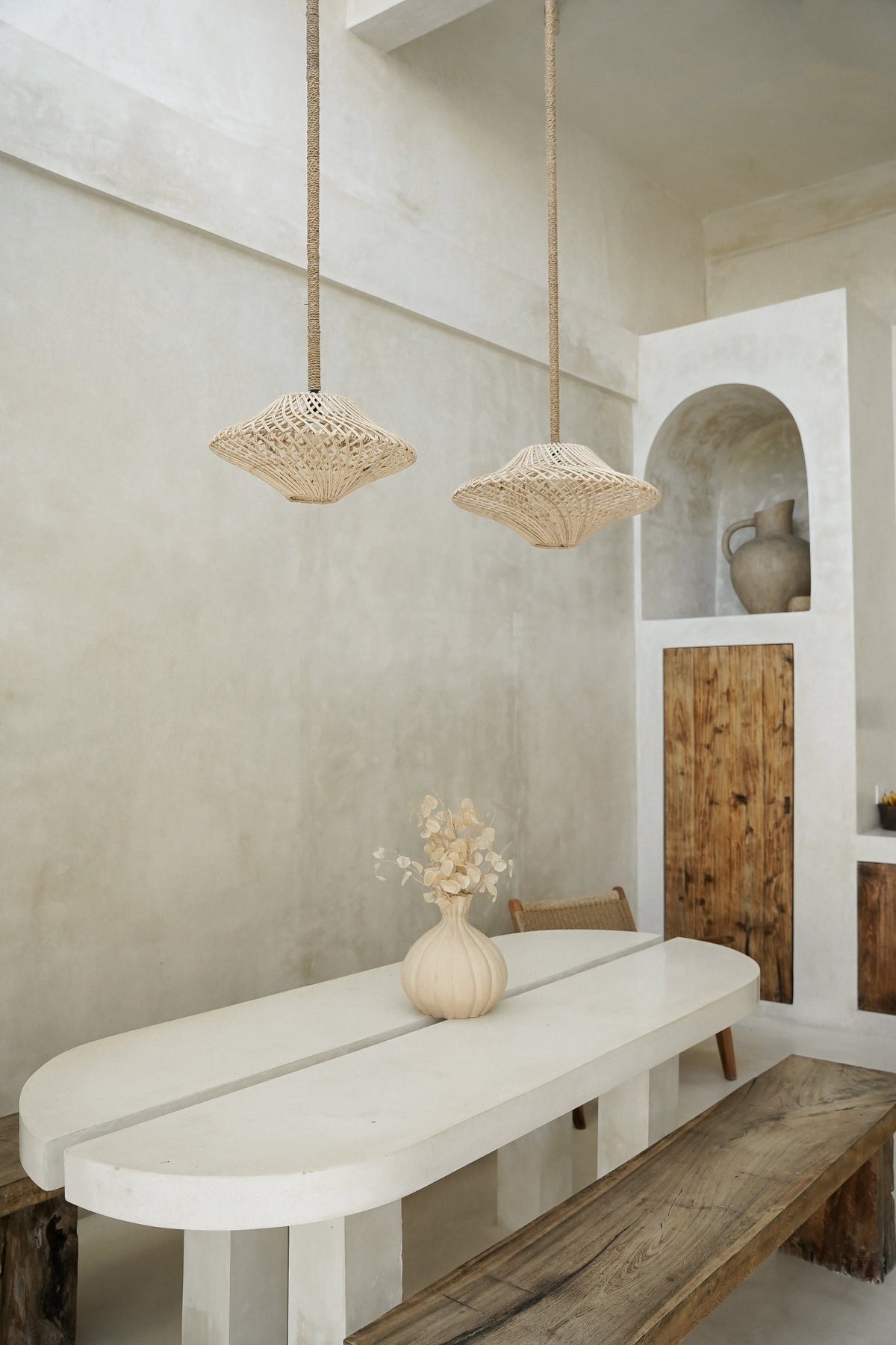 Rotan wandlamp - Bulat Wand – L