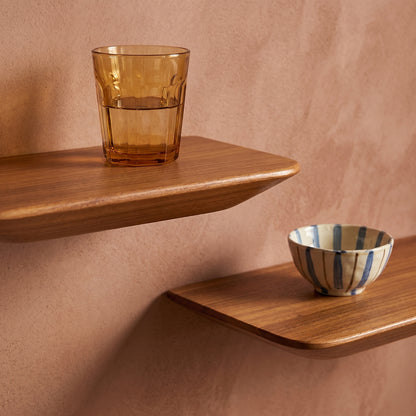 Craftsman teakhouten wandplank - set van 2