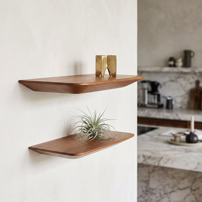 Craftsman teakhouten wandplank - set van 2