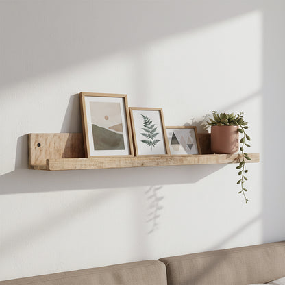 Mangohouten wandplank - Fotolijstplank - 75x8x8 cm