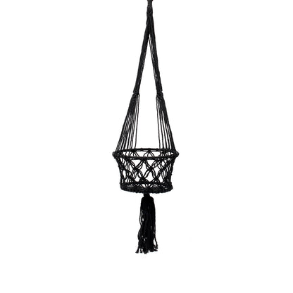 De macramé plantenhouder - Zwart - L