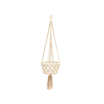 De macramé plantenhouder - wit - M_40