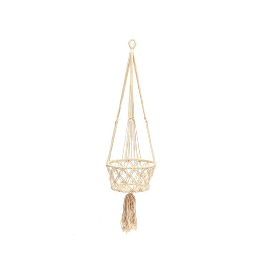 De macramé plantenhouder - wit - M_40