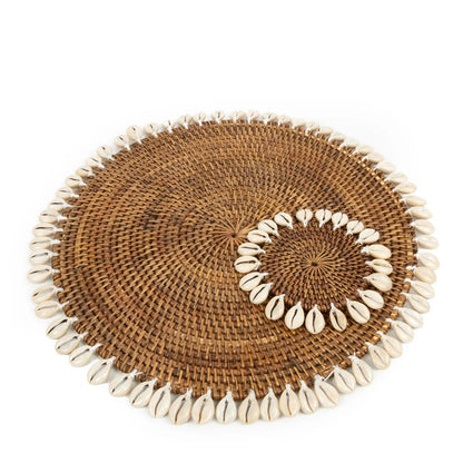 De koloniale schelp-placemat - naturel bruin