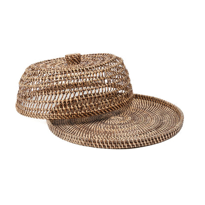 Rotan voedseldeksel - naturel bruin - L