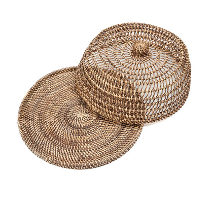 Rotan voedseldeksel - naturel bruin - L