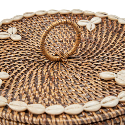 De rotan mand met vakken - naturel bruin
