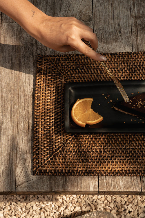 De koloniale rechthoekige placemat - naturel bruin