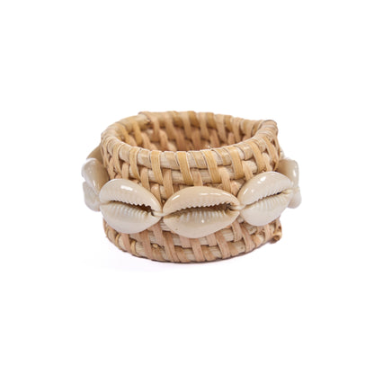 De Rattan Schelp Servetring - Natuurlijk Wit