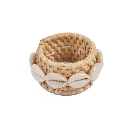 De Rattan Schelp Servetring - Natuurlijk Wit
