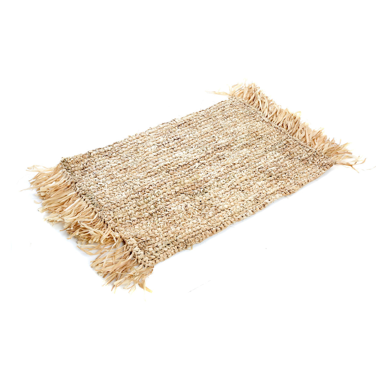 De Fringe raffia-placemat rechthoekig - naturel
