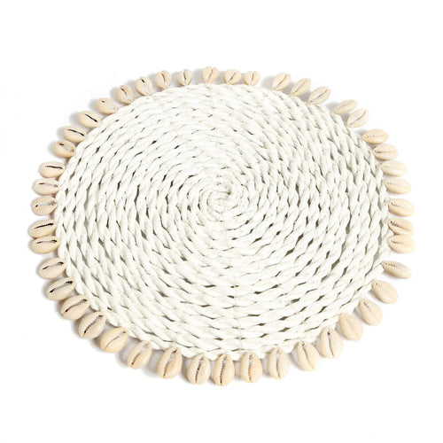 De zeegras-schelp pannenonderzetter - wit