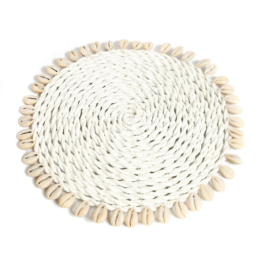 De zeegras-schelp pannenonderzetter - wit