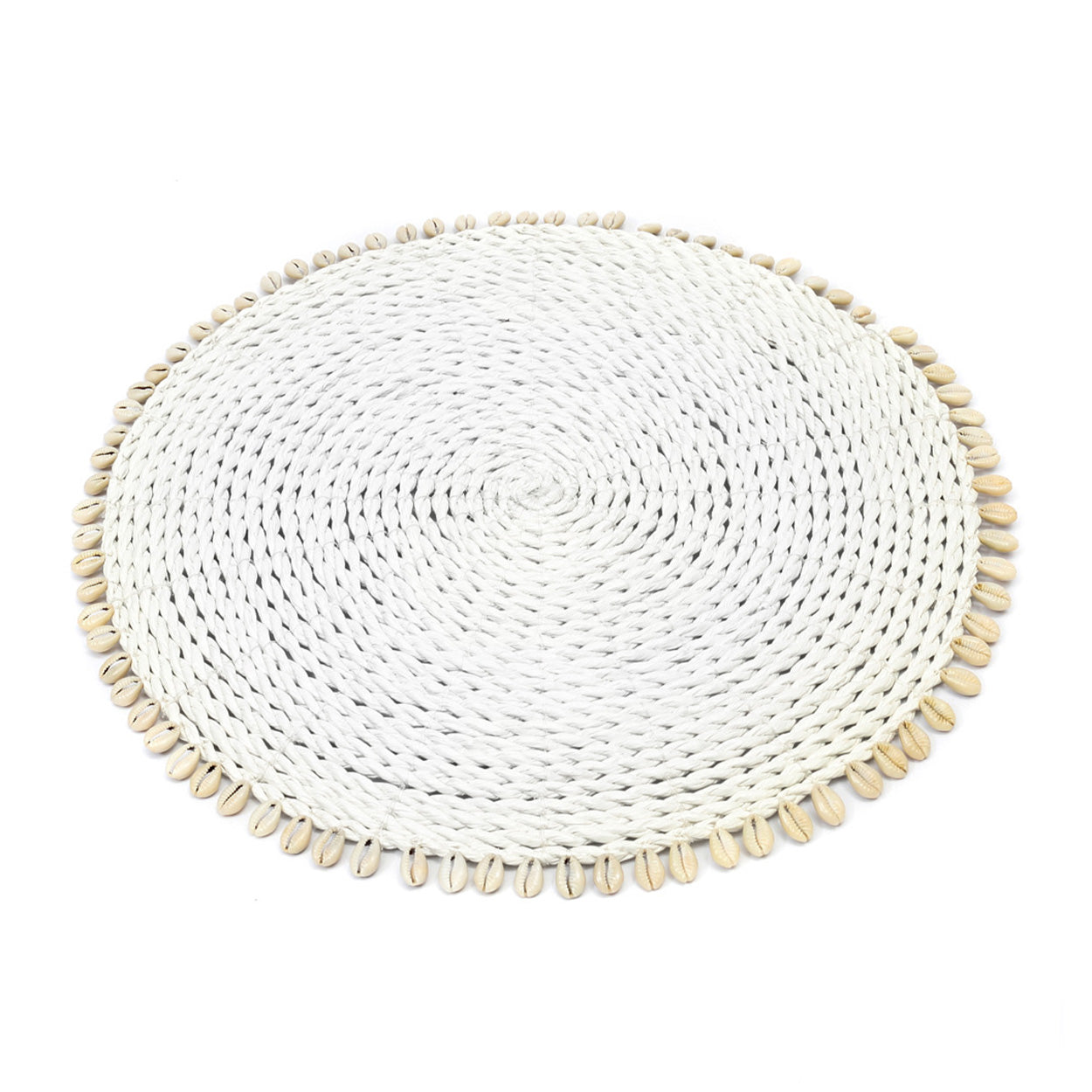 De placemat van zeegras met schelp - wit