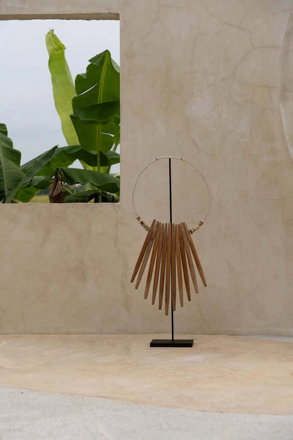 Houten stokjes op standaard - naturel