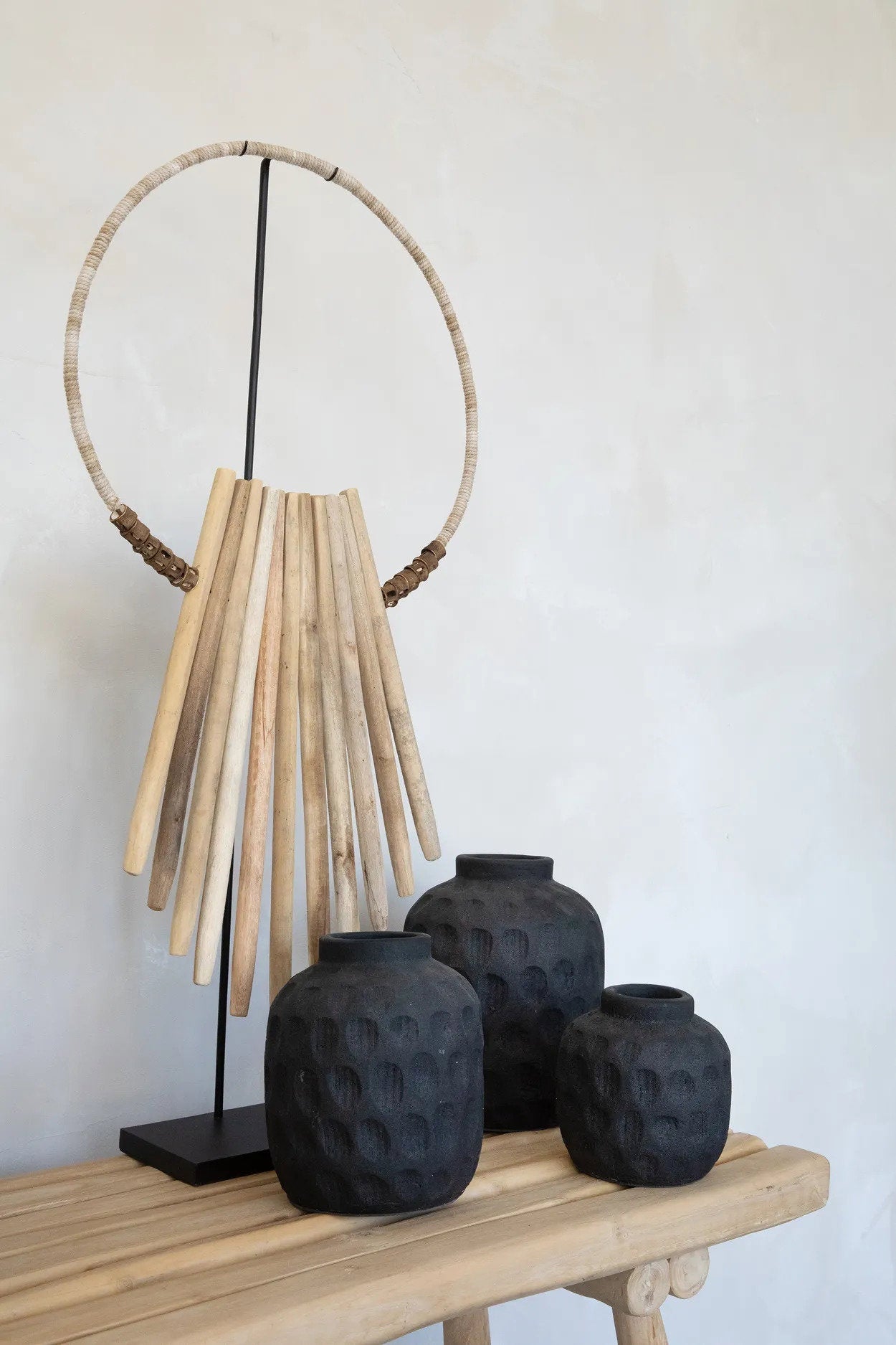 Houten stokjes op standaard - naturel