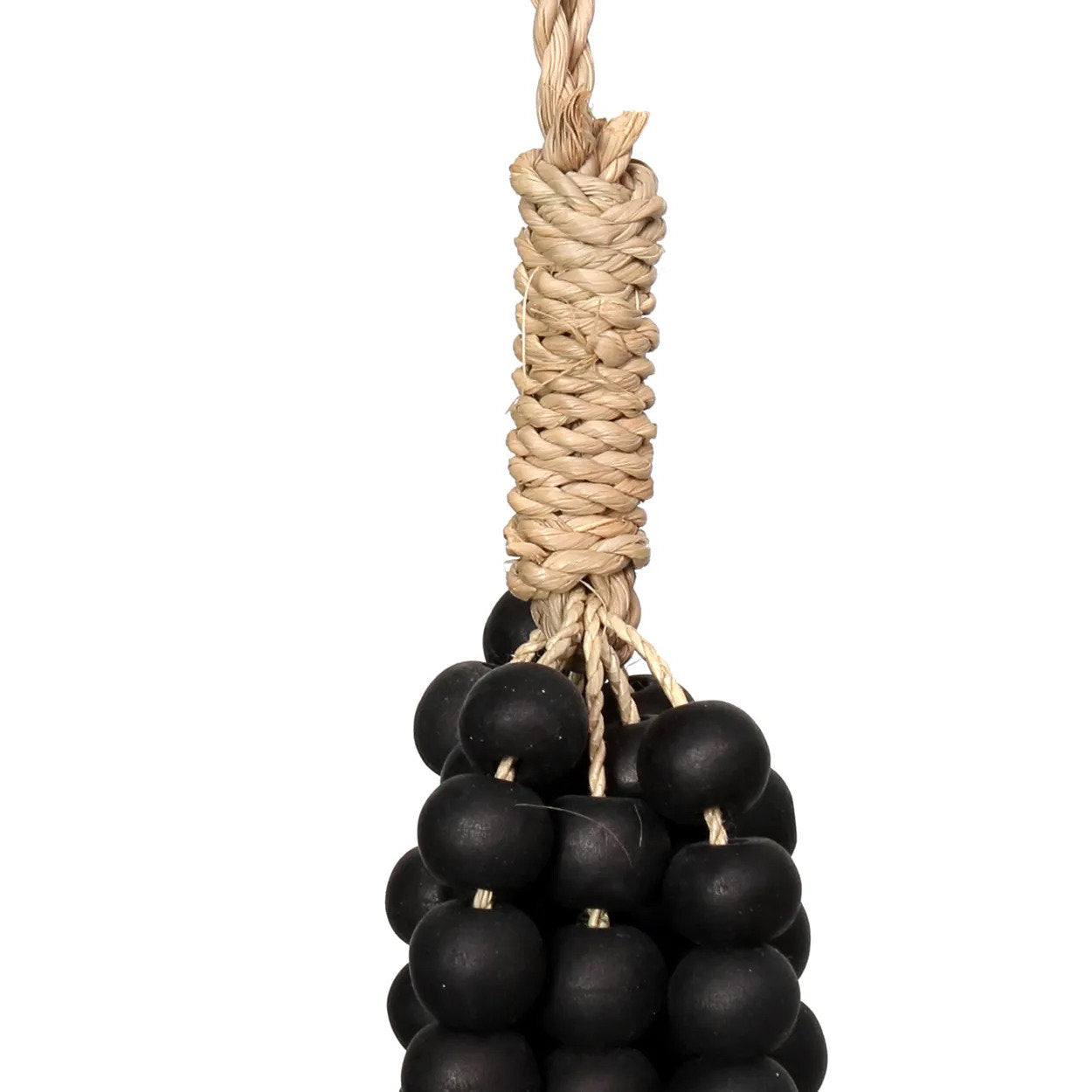 Kwast van houten kralen - zwart