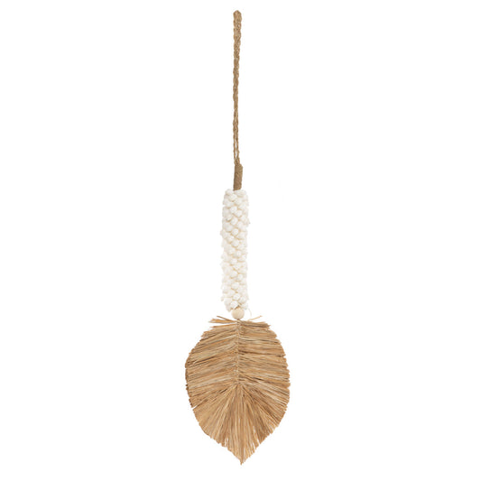 De raffia schelpkwast - wit/naturel