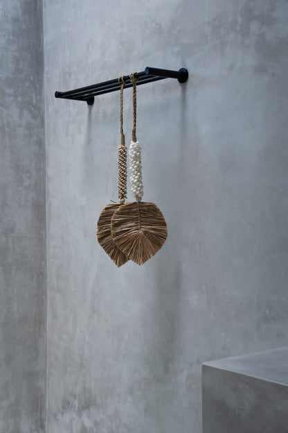 De raffia schelpkwast - wit/naturel