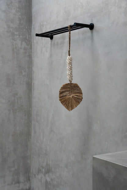De raffia schelpkwast - wit/naturel