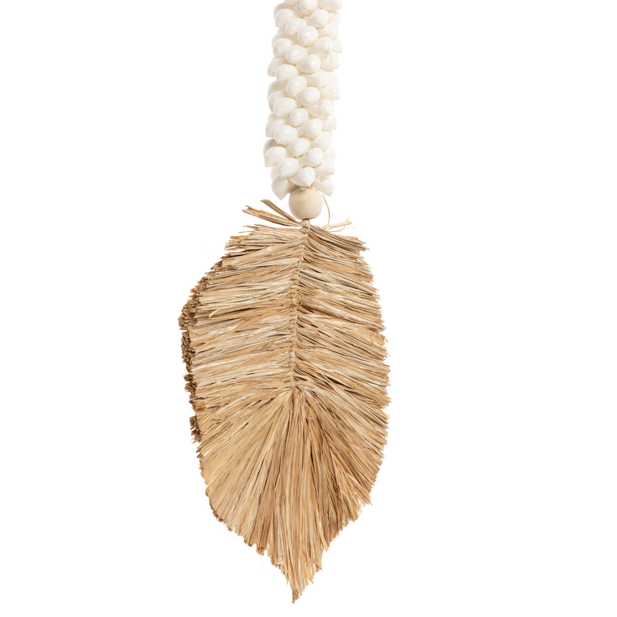 De raffia schelpkwast - wit/naturel