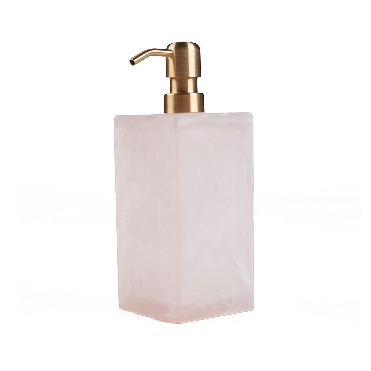 De zeepdispenser van hars - roze/wit