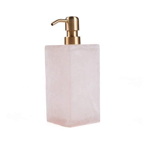 De zeepdispenser van hars - roze/wit