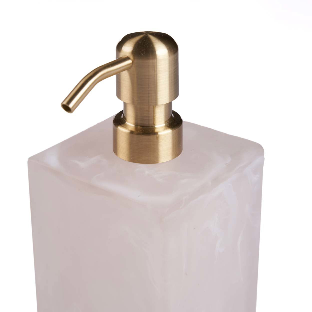 De zeepdispenser van hars - roze/wit