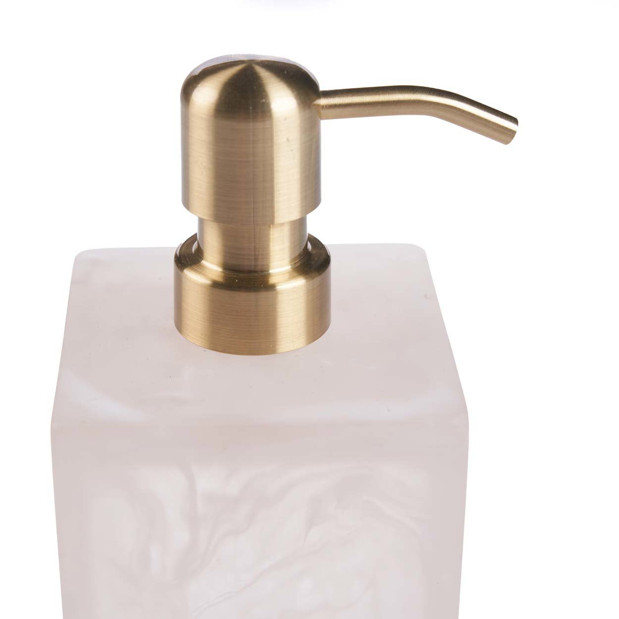 De zeepdispenser van hars - roze/wit