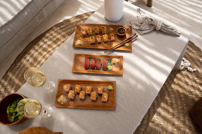 Sushibord van teakwortel - S