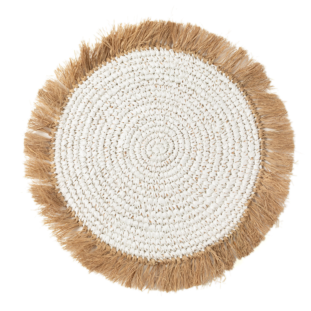 Placemat van waterhyacint-rafia - wit/naturel