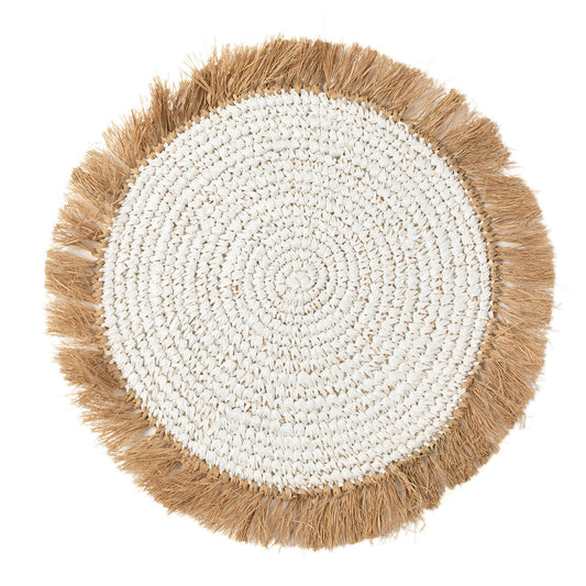 Placemat van waterhyacint-rafia - wit/naturel
