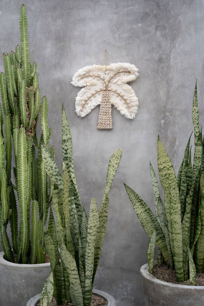De palmboom met katoenen schelp - wit naturel
