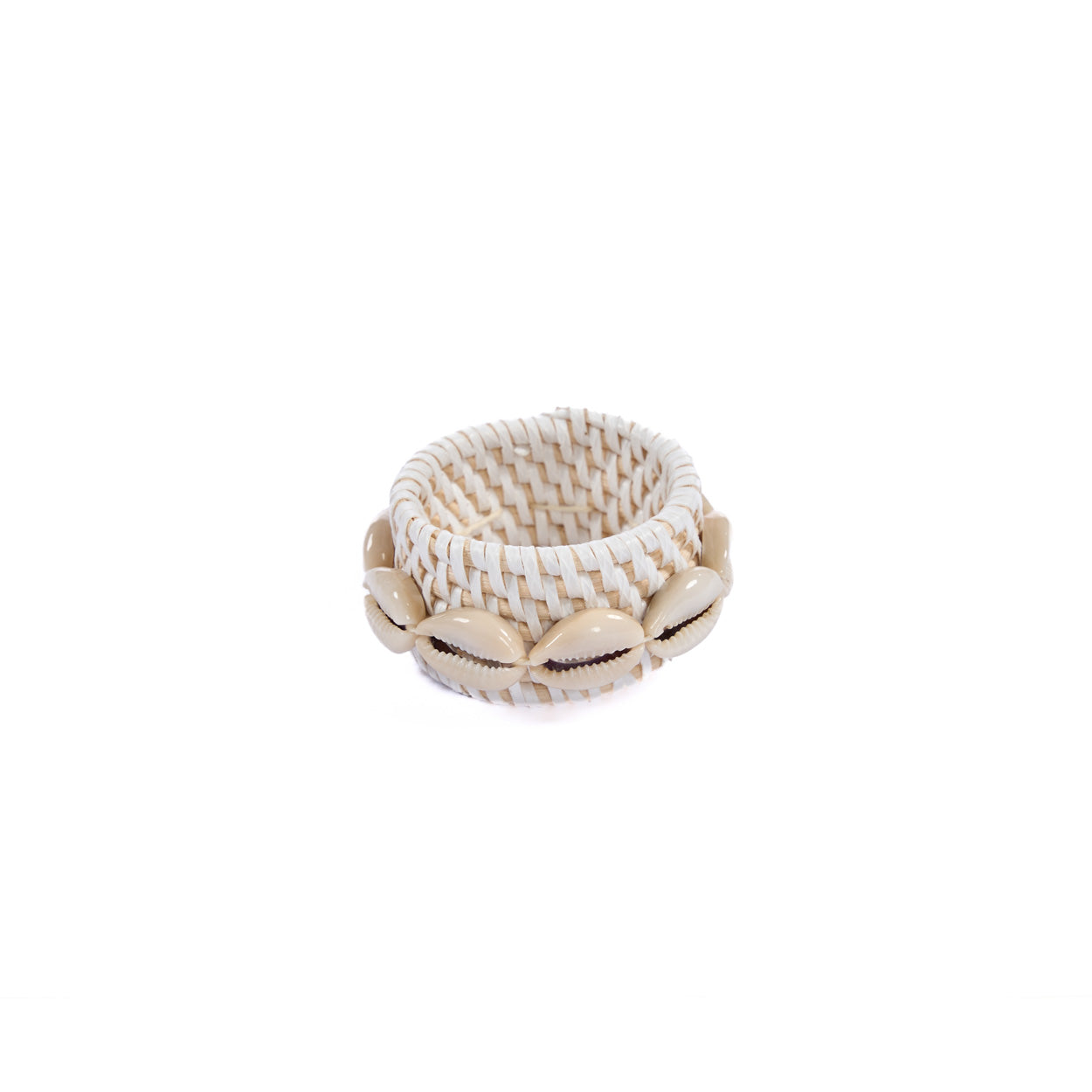 Rotan schelpservetring - wit - set van 4
