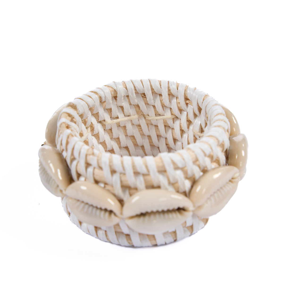 Rotan schelpservetring - wit - set van 4