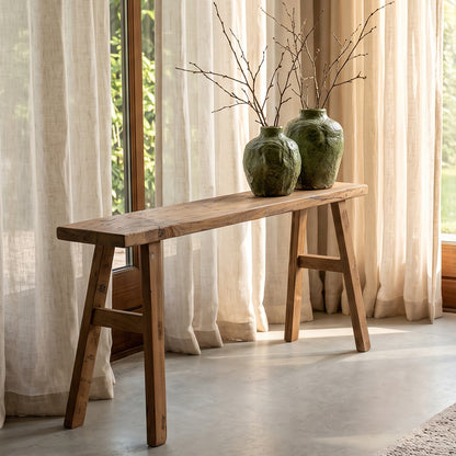 Java timmerman bijzettafel/bankje - gerecycled hout - 80x17x50 cm